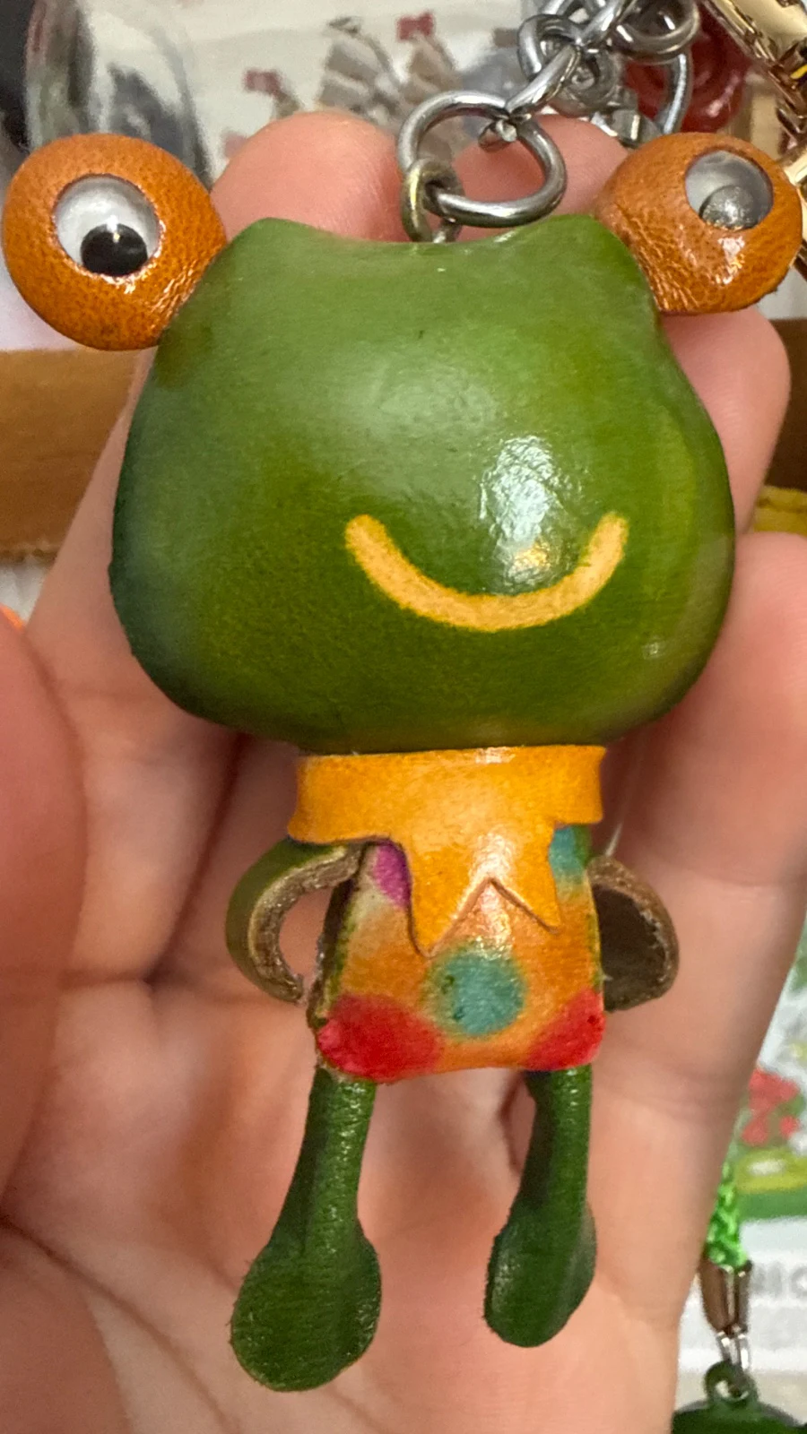 Leather Frog Keychain Plastic Ornament by Frog